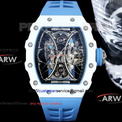 Swiss Clone Richard Mille Rafael Nadal RM53-01 White Case Blue Strap Watch 